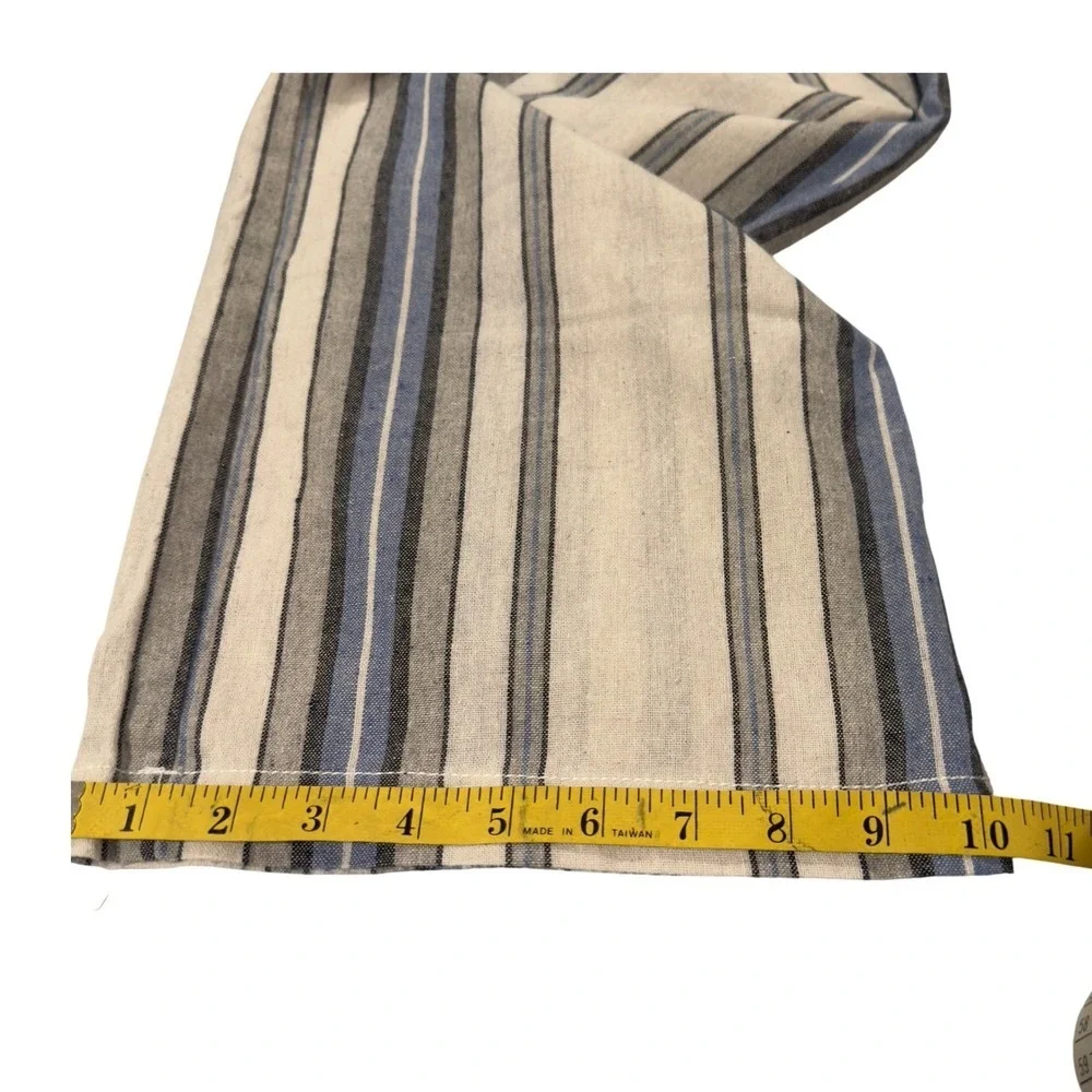 Ci Sono Linen Blend Wide Leg Pants Medium Blue Ivory Button Detail Coastal Style - Picture 8 of 10